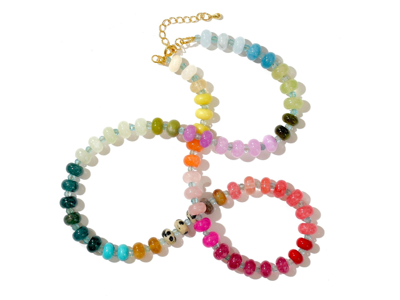 A rainbow multi-gemstone necklace from natural semi precious gemstones and apatite beads. This necklace is sure to add a pop of color to any outfit