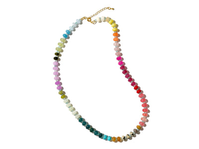 A rainbow multi-gemstone necklace from natural semi precious gemstones and apatite beads. This necklace is sure to add a pop of color to any outfit