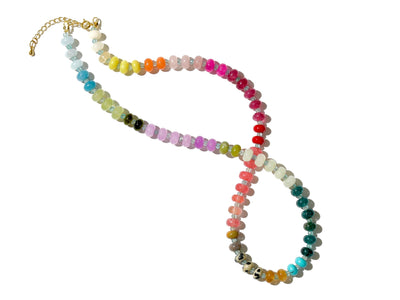 A rainbow multi-gemstone necklace from natural semi precious gemstones and apatite beads. This necklace is sure to add a pop of color to any outfit