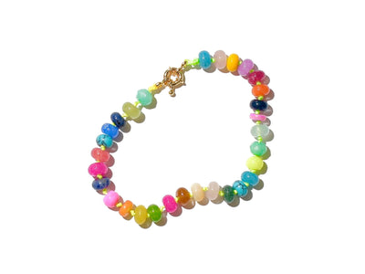 Rainbow Mixed Gemstone Beaded Anklet, Rainbow Opal Rondelle Beads, Meaningful Jewelry: The Walking on Sunshine Anklet