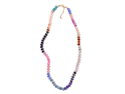 Colorful Knotted Gemstone Necklace, Rainbow Beaded Necklace with Semi-Precious Stones, Boho Anthropologie Ombré Necklace