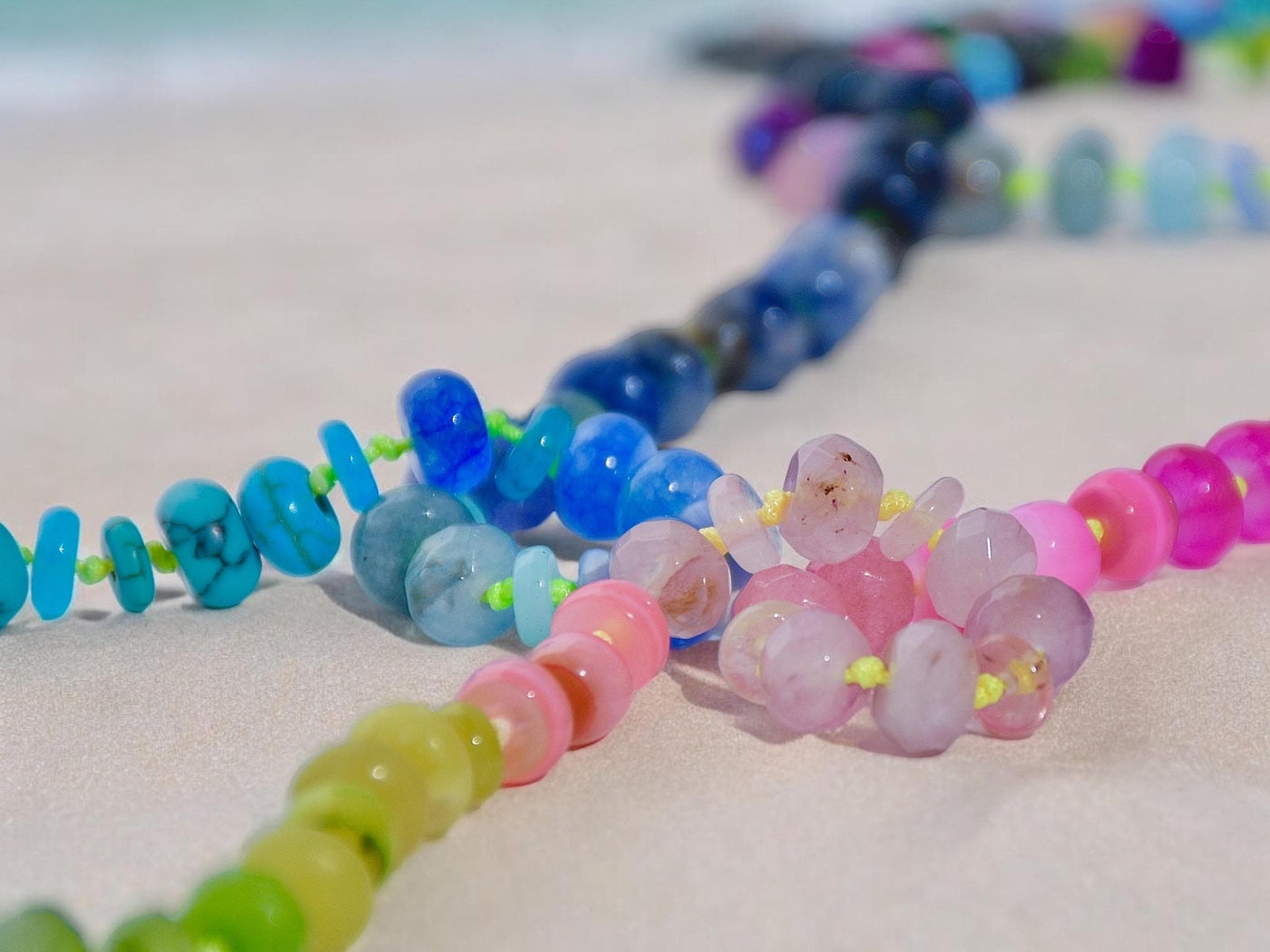 A rainbow multi-gemstone necklace that is handknotted & handcrafted. Made from natural semi precious gemstones. This necklace is sure to add a pop of color to any outfit