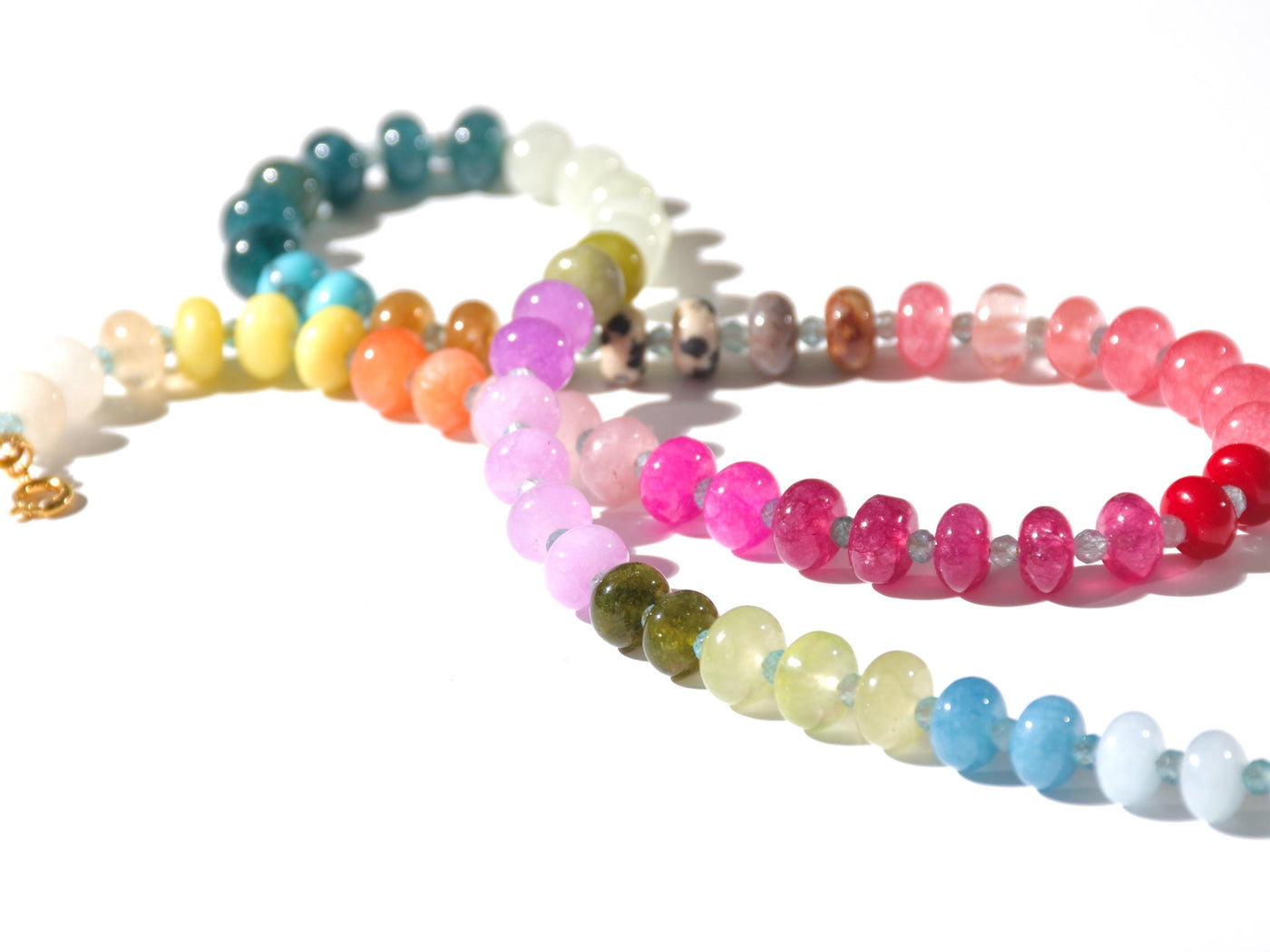 A rainbow multi-gemstone necklace from natural semi precious gemstones and apatite beads. This necklace is sure to add a pop of color to any outfit