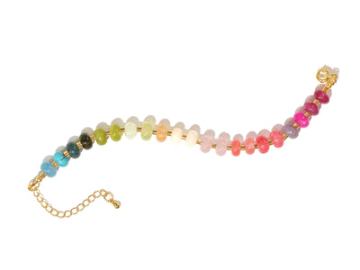 Rainbow Mixed Gemstone Beaded Bracelet, Rainbow Opal Rondelle Beads, Meaningful Jewelry: The Strawberry Daquiri Bracelet