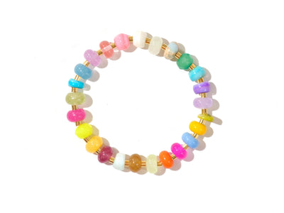 Colorful Mixed Gemstone Beaded Bracelet, Rainbow Opal Rondelle Beads, Meaningful Jewelry: The Juicy Fruit Bracelet