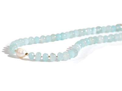 Aquamarine Gemstone Necklace, Semi Precious Stone Necklace, Beaded Boho Chic & Anthropologie