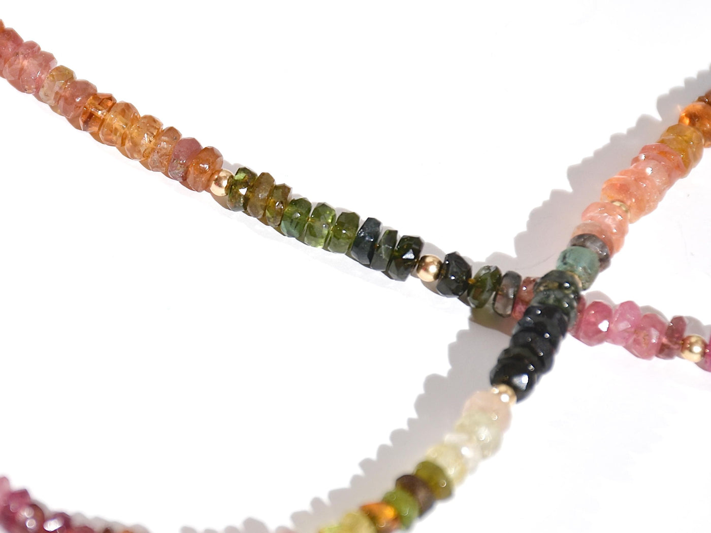 Rainbow Tourmaline Gemstone Necklace, Heishi Beaded Choker, Natural Faceted Gem & Boho Chic