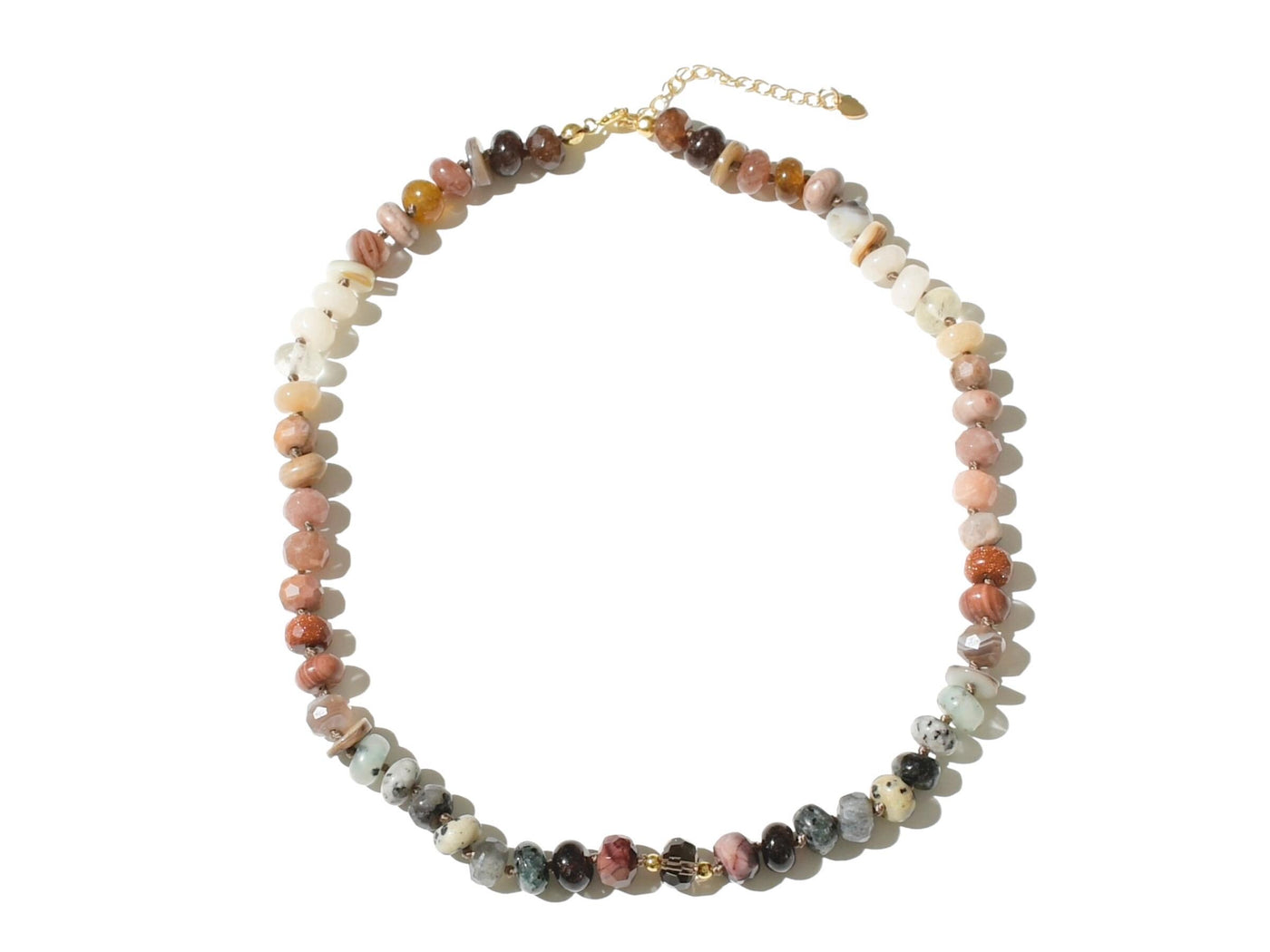 Neutral Gradient Gemstone Necklace, Boho Chic Knotted Choker in Browns. Anthropologie Style