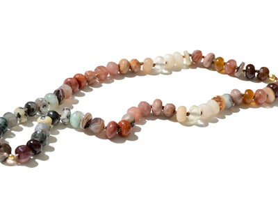 Neutral Gradient Gemstone Necklace, Boho Chic Knotted Choker in Browns. Anthropologie Style