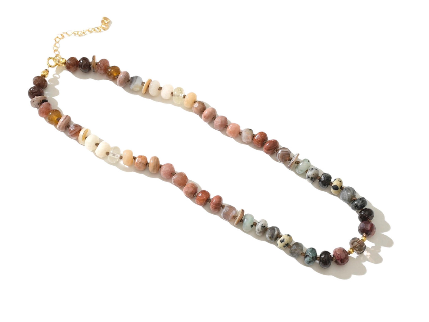 Neutral Gradient Gemstone Necklace, Boho Chic Knotted Choker in Browns. Anthropologie Style