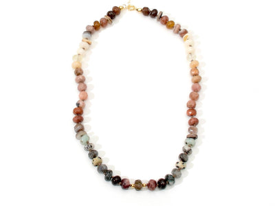 Neutral Gradient Gemstone Necklace, Boho Chic Knotted Choker in Browns. Anthropologie Style