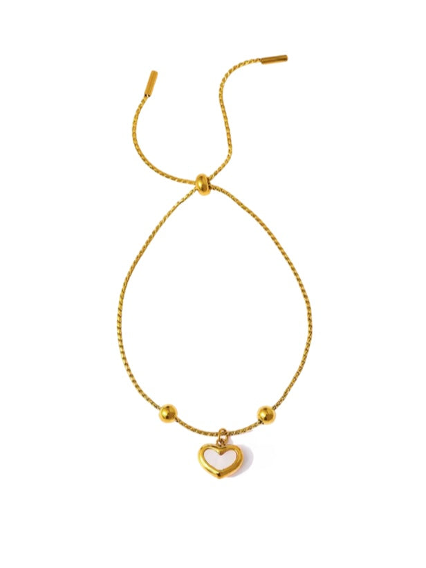 She's A Heartbreaker Bracelet - Coquette Gold waterproof tarnish proof high quality necklace and necklaces, gold dangle earrings with freshwater natural pearls, gold ring, statement ring, pendant necklace, layering necklace set.  Perfect gift for her and jewelry for her.  Stocking stuffers for girlfriend.  Gold bracelet and gold anklets.  Paperclip Chain necklace and cute, trendy jewelry.  