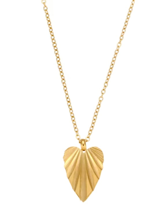 Ellie's Beating Heart Necklace - Coquette Gold waterproof tarnish proof high quality necklace and necklaces, gold dangle earrings with freshwater natural pearls, gold ring, statement ring, pendant necklace, layering necklace set.  Perfect gift for her and jewelry for her.  Stocking stuffers for girlfriend.  Gold bracelet and gold anklets.  Paperclip Chain necklace and cute, trendy jewelry.  