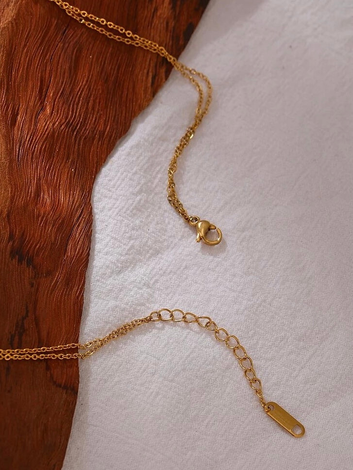 Demi Lariat Necklace - Coquette Gold waterproof tarnish proof high quality necklace and necklaces, gold dangle earrings with freshwater natural pearls, gold ring, statement ring, pendant necklace, layering necklace set.  Perfect gift for her and jewelry for her.  Stocking stuffers for girlfriend.  Gold bracelet and gold anklets.  Paperclip Chain necklace and cute, trendy jewelry.  