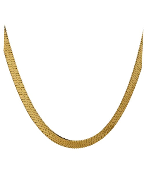 Cleo's Cl•Asp Snake Chain Necklace- in Gold - Coquette Gold waterproof tarnish proof high quality necklace and necklaces, gold dangle earrings with freshwater natural pearls, gold ring, statement ring, pendant necklace, layering necklace set.  Perfect gift for her and jewelry for her.  Stocking stuffers for girlfriend.  Gold bracelet and gold anklets.  Paperclip Chain necklace and cute, trendy jewelry.  